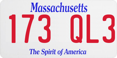 MA license plate 173QL3