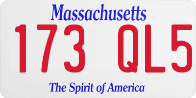 MA license plate 173QL5