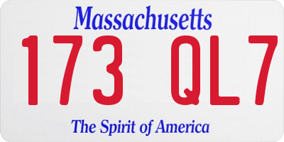 MA license plate 173QL7