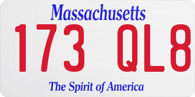 MA license plate 173QL8