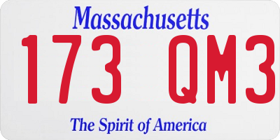 MA license plate 173QM3