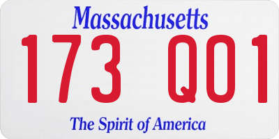 MA license plate 173QO1