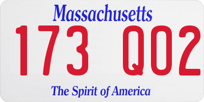 MA license plate 173QO2