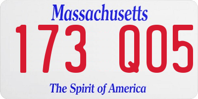 MA license plate 173QO5