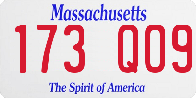 MA license plate 173QO9