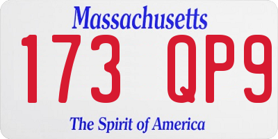 MA license plate 173QP9