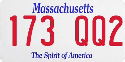 MA license plate 173QQ2