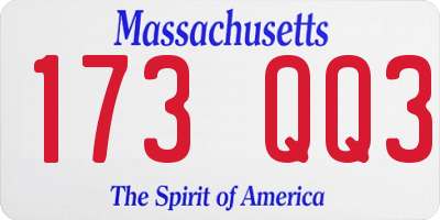 MA license plate 173QQ3