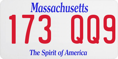 MA license plate 173QQ9