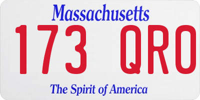 MA license plate 173QR0