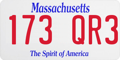 MA license plate 173QR3