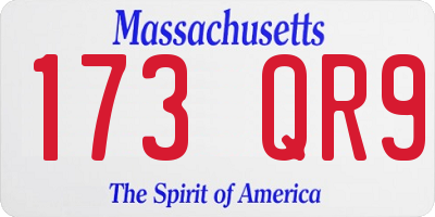 MA license plate 173QR9