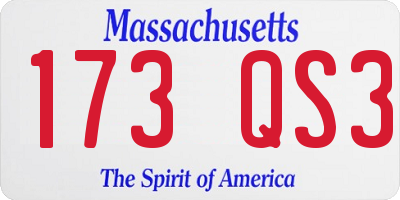 MA license plate 173QS3