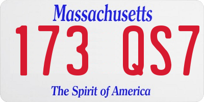 MA license plate 173QS7