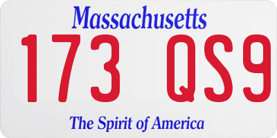 MA license plate 173QS9