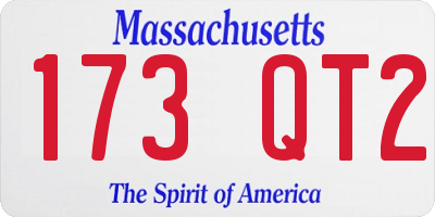 MA license plate 173QT2
