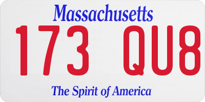 MA license plate 173QU8