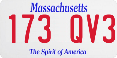 MA license plate 173QV3