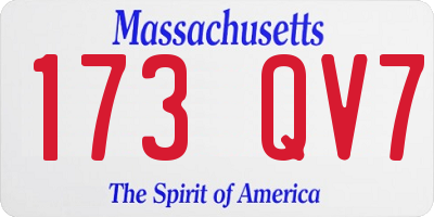 MA license plate 173QV7