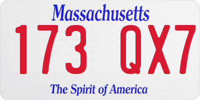 MA license plate 173QX7