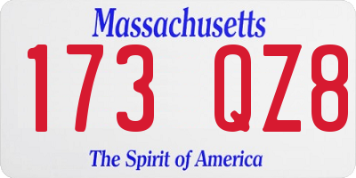 MA license plate 173QZ8