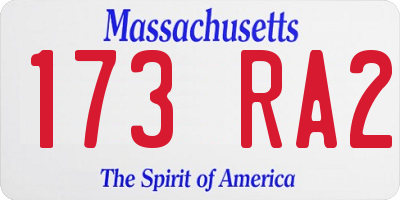 MA license plate 173RA2