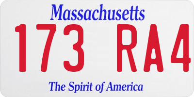 MA license plate 173RA4