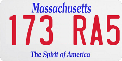 MA license plate 173RA5