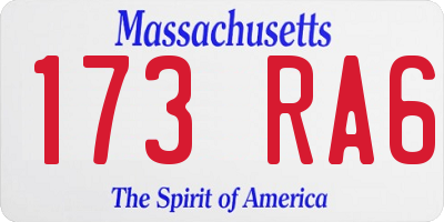 MA license plate 173RA6
