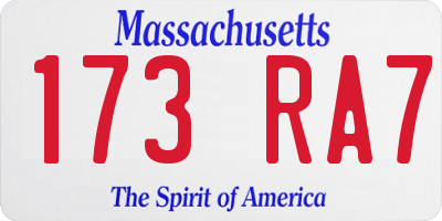 MA license plate 173RA7