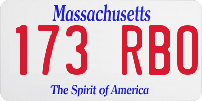 MA license plate 173RB0