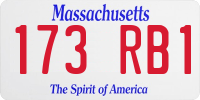 MA license plate 173RB1