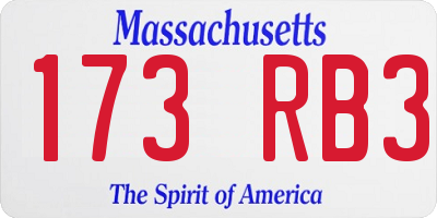 MA license plate 173RB3