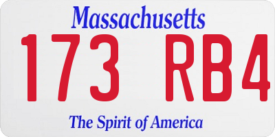MA license plate 173RB4