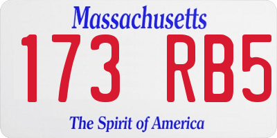 MA license plate 173RB5