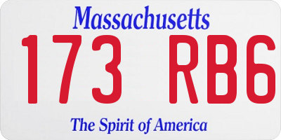 MA license plate 173RB6