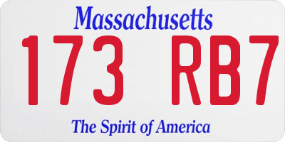 MA license plate 173RB7