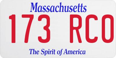 MA license plate 173RC0