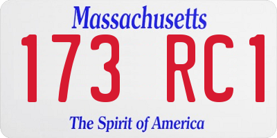 MA license plate 173RC1