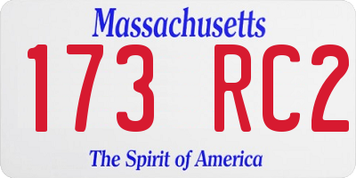 MA license plate 173RC2