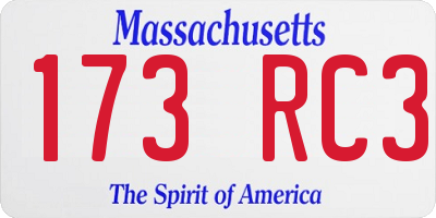 MA license plate 173RC3