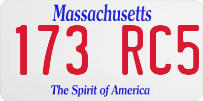 MA license plate 173RC5