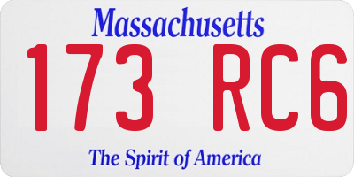 MA license plate 173RC6