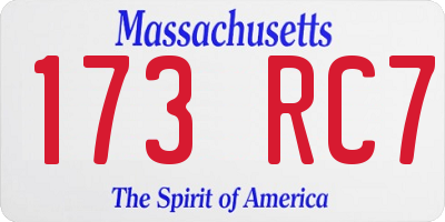 MA license plate 173RC7