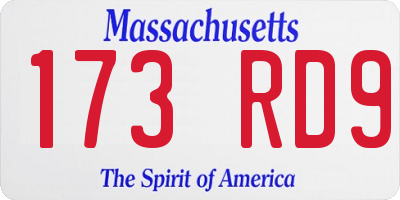 MA license plate 173RD9