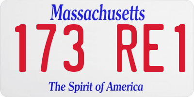 MA license plate 173RE1