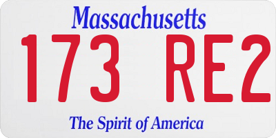 MA license plate 173RE2