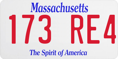MA license plate 173RE4