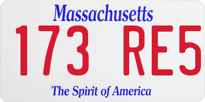 MA license plate 173RE5