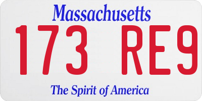 MA license plate 173RE9